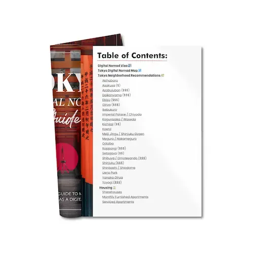 Tokyo Digital Nomad Guide Table of Contents